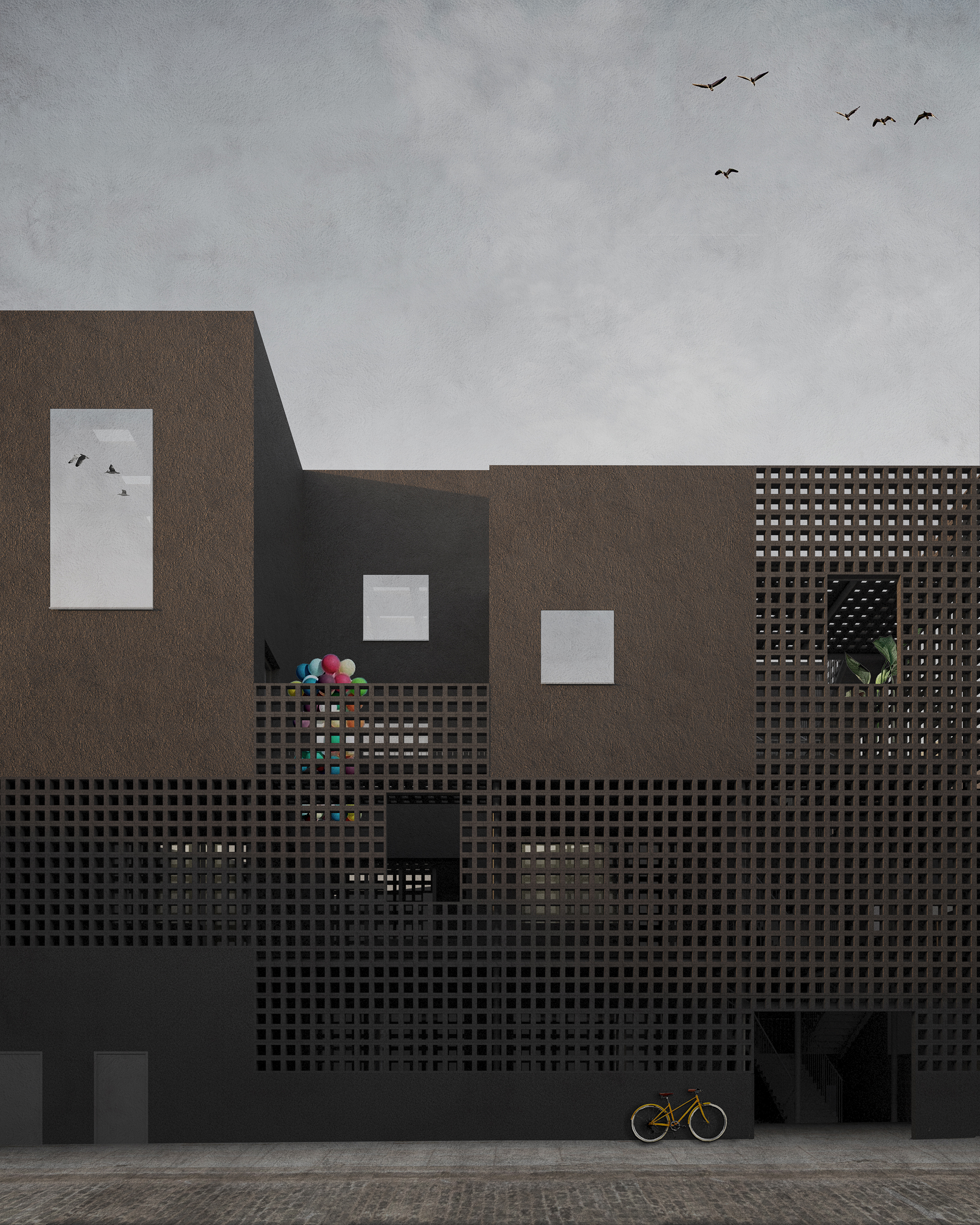 studioshaw — Bistrotheque proposed theatre and restaurant building, Bethnal Green London, external terraces and perforated concrete screen, Studioshaw